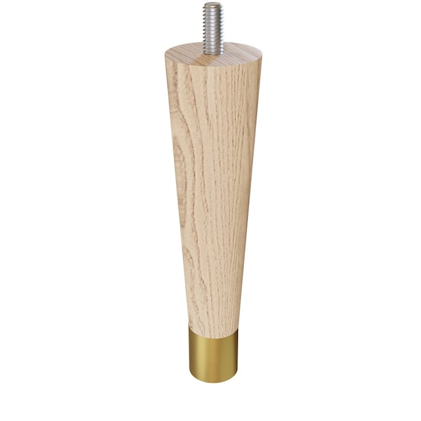 Designs Of Distinction 6" Round Tapered Leg with bolt and 1" Satin Brass Ferrule - Ash 01240006ASSB6 - main